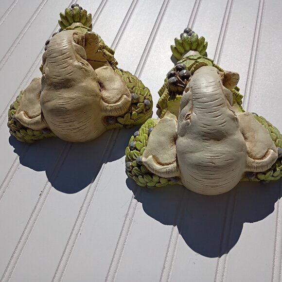 Vintage Pair of Elephant Brackets Drapery Sconce Corbels Chalkware MCM Wall Art - Picture 13 of 14